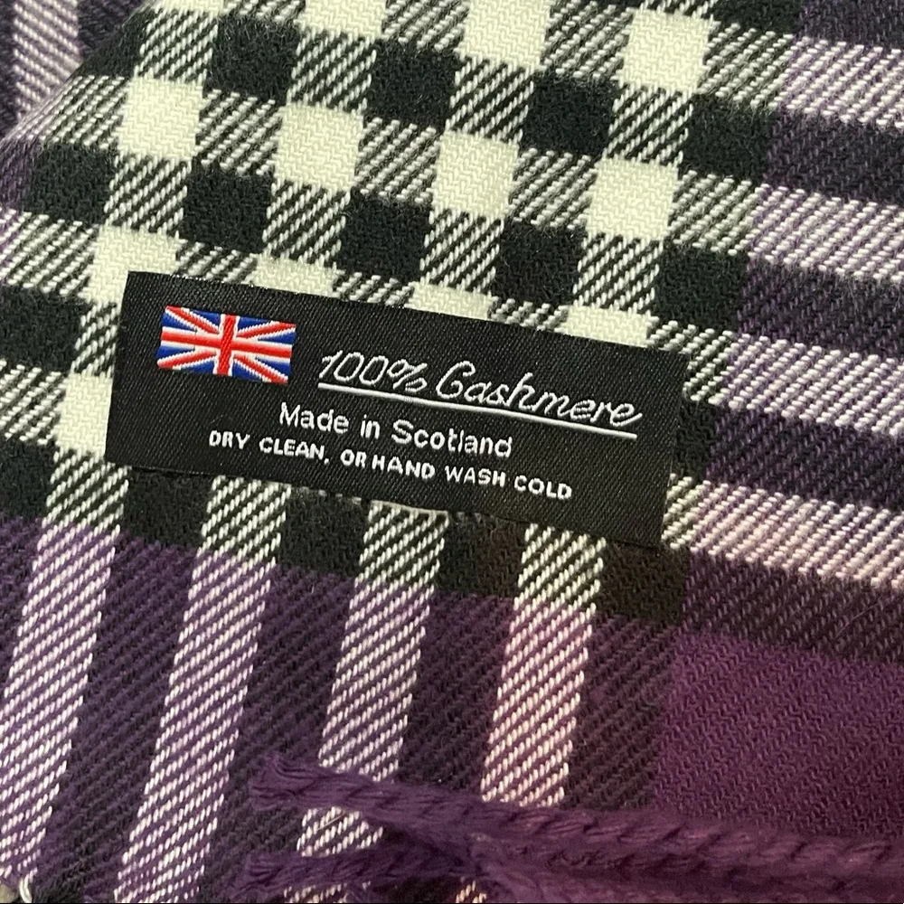 Plaid Cashmere Fringe Scarf